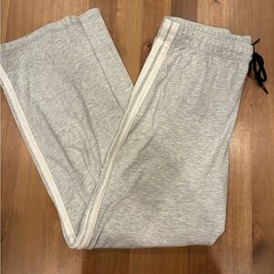 SO Women's Light Gray Pajama Pants with White Stripes